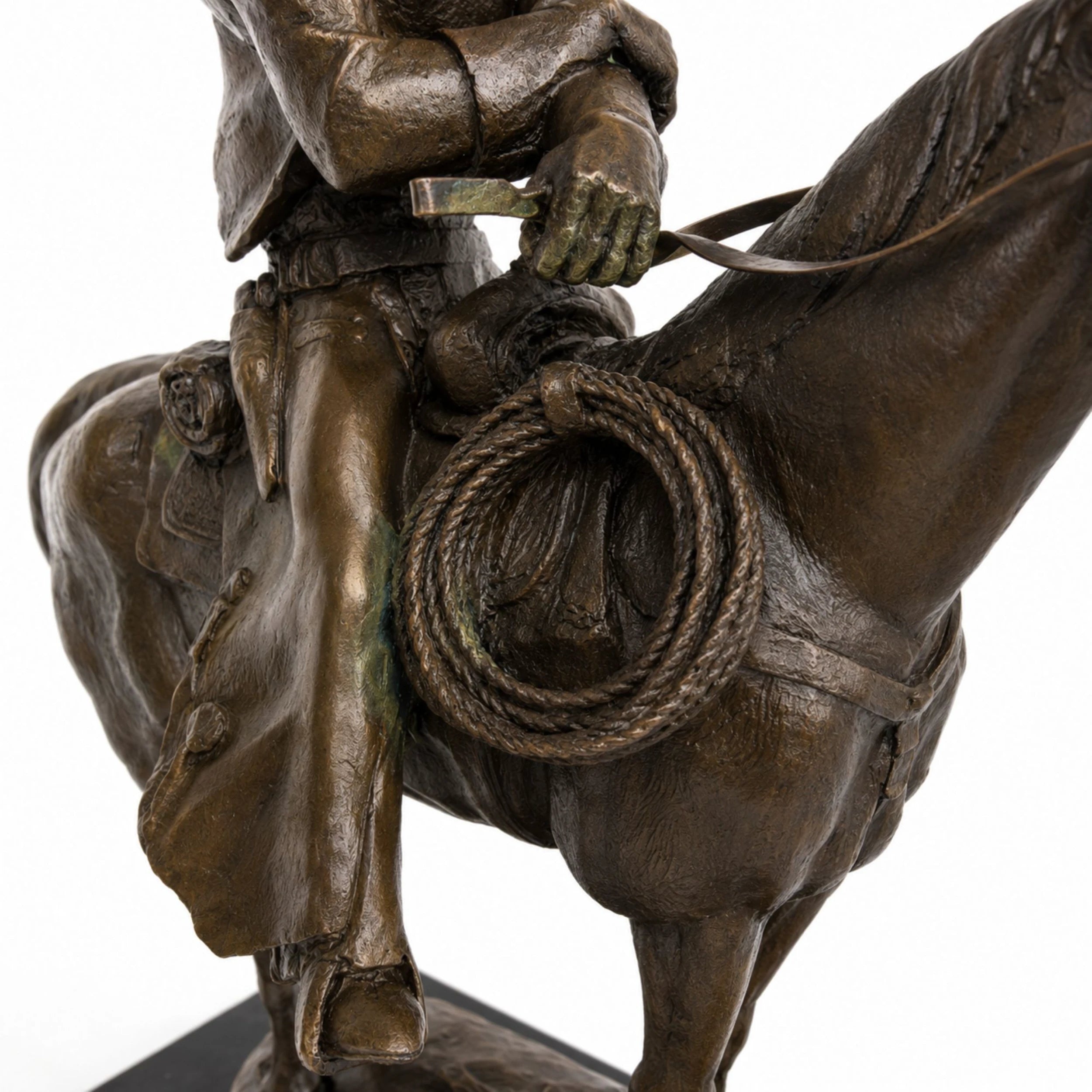 Cowboy on Horse Bronze Sculpture base detail