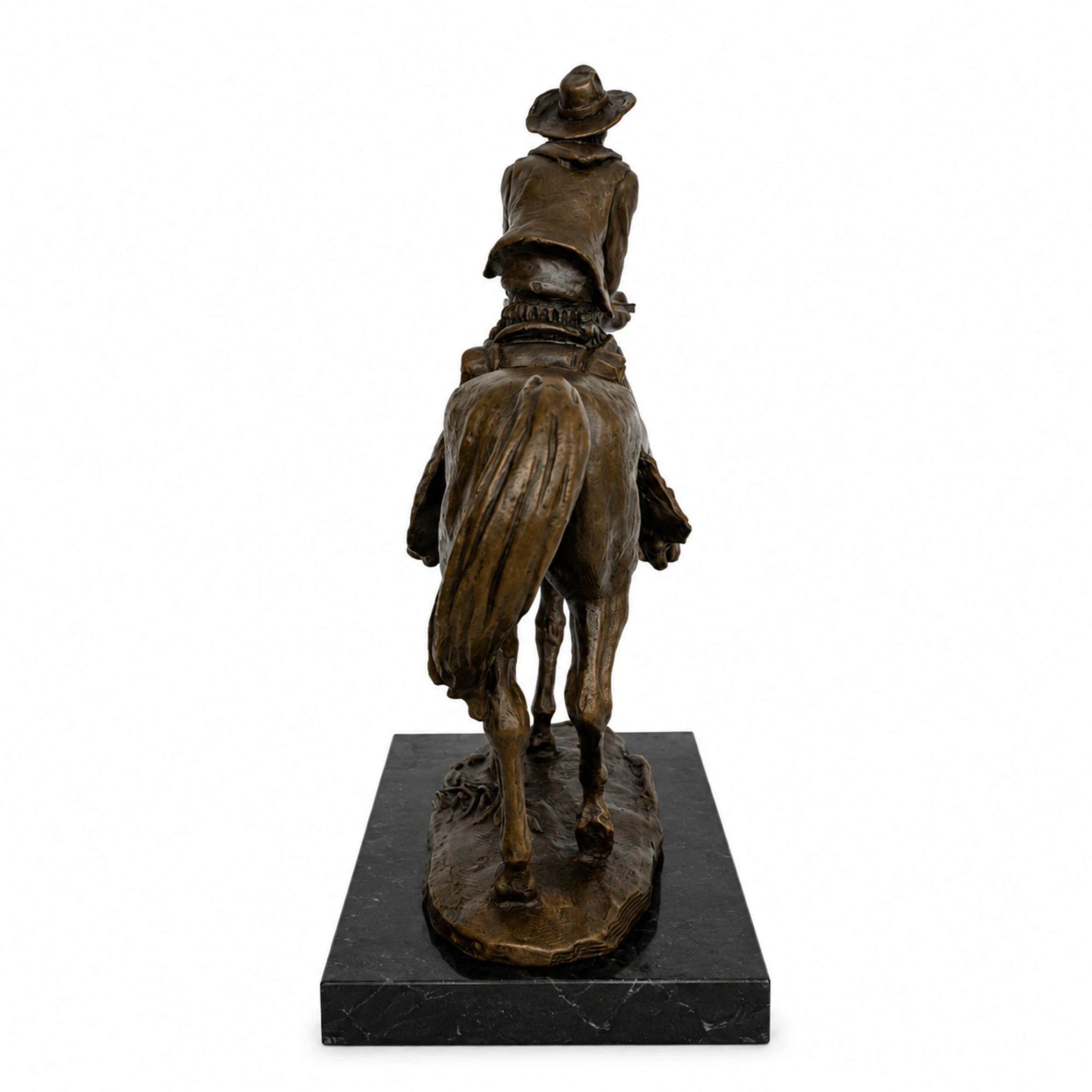 Cowboy on Horse Bronze Sculpture side view