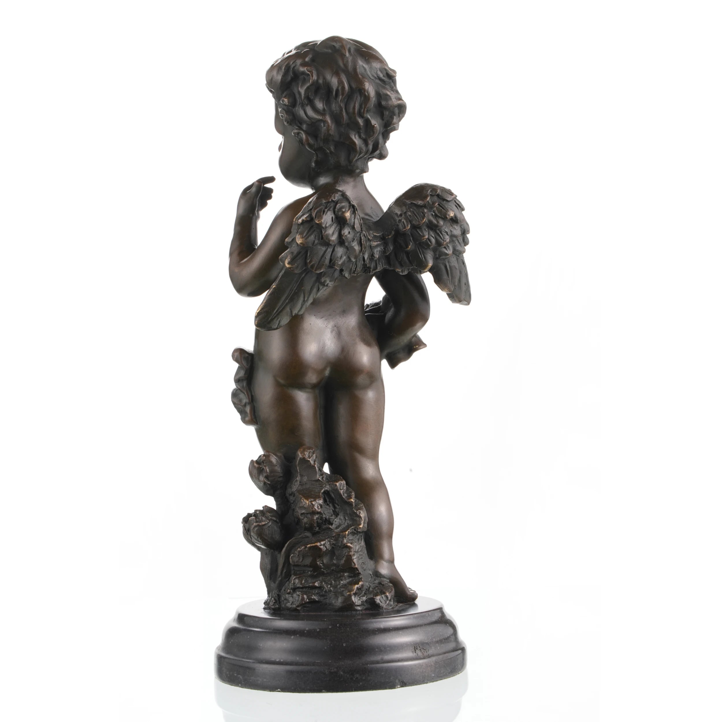 Wing detail of cupid angel sculpture