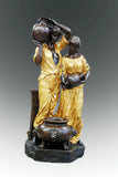 Handcrafted bronze couple fountain sculpture featuring classical male and female figures