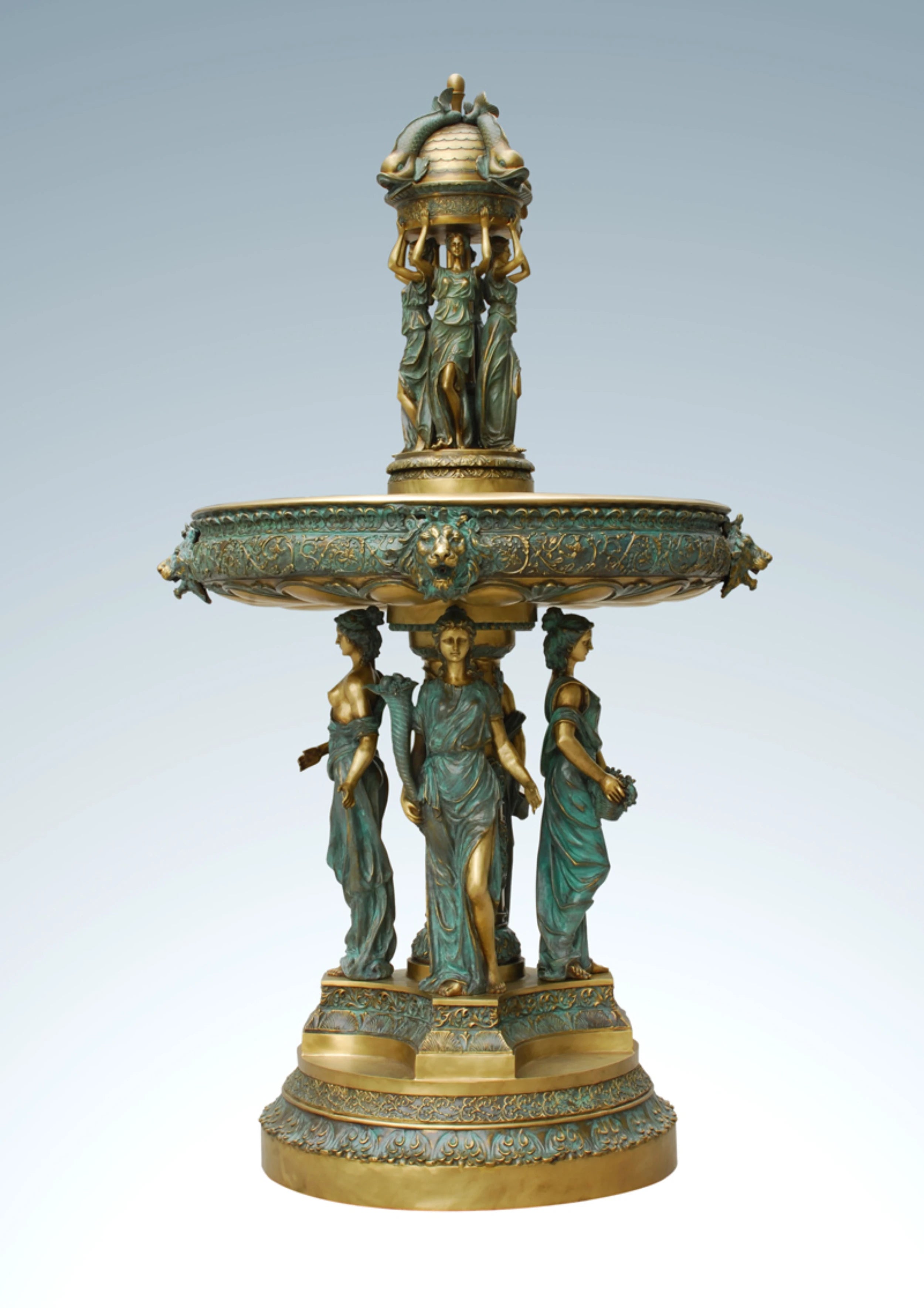 Large bronze four maidens fountain statue with decorative basin for luxury landscapes