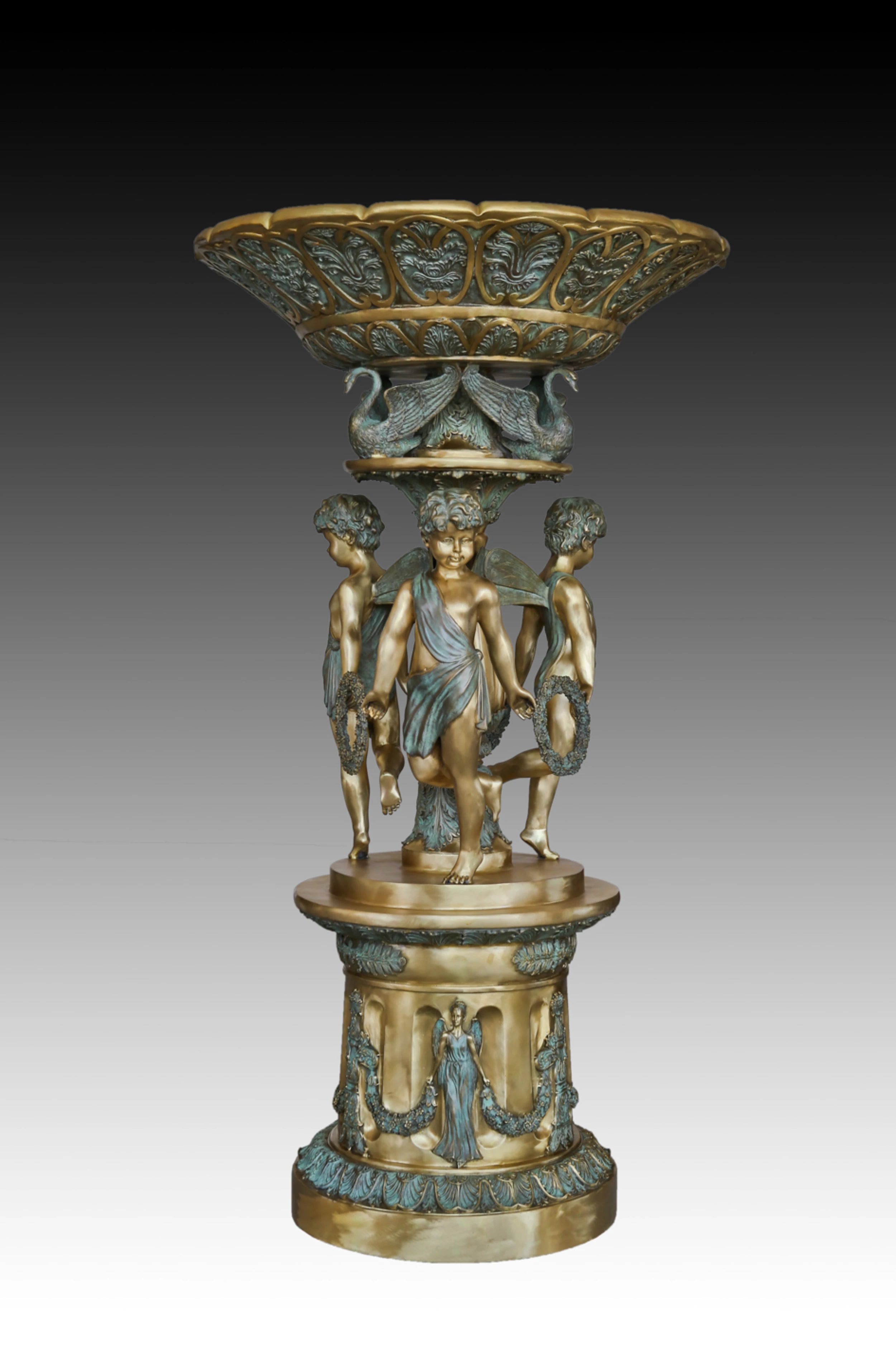 Classical bronze seated drinking maiden fountain sculpture for luxury gardens and courtyards
