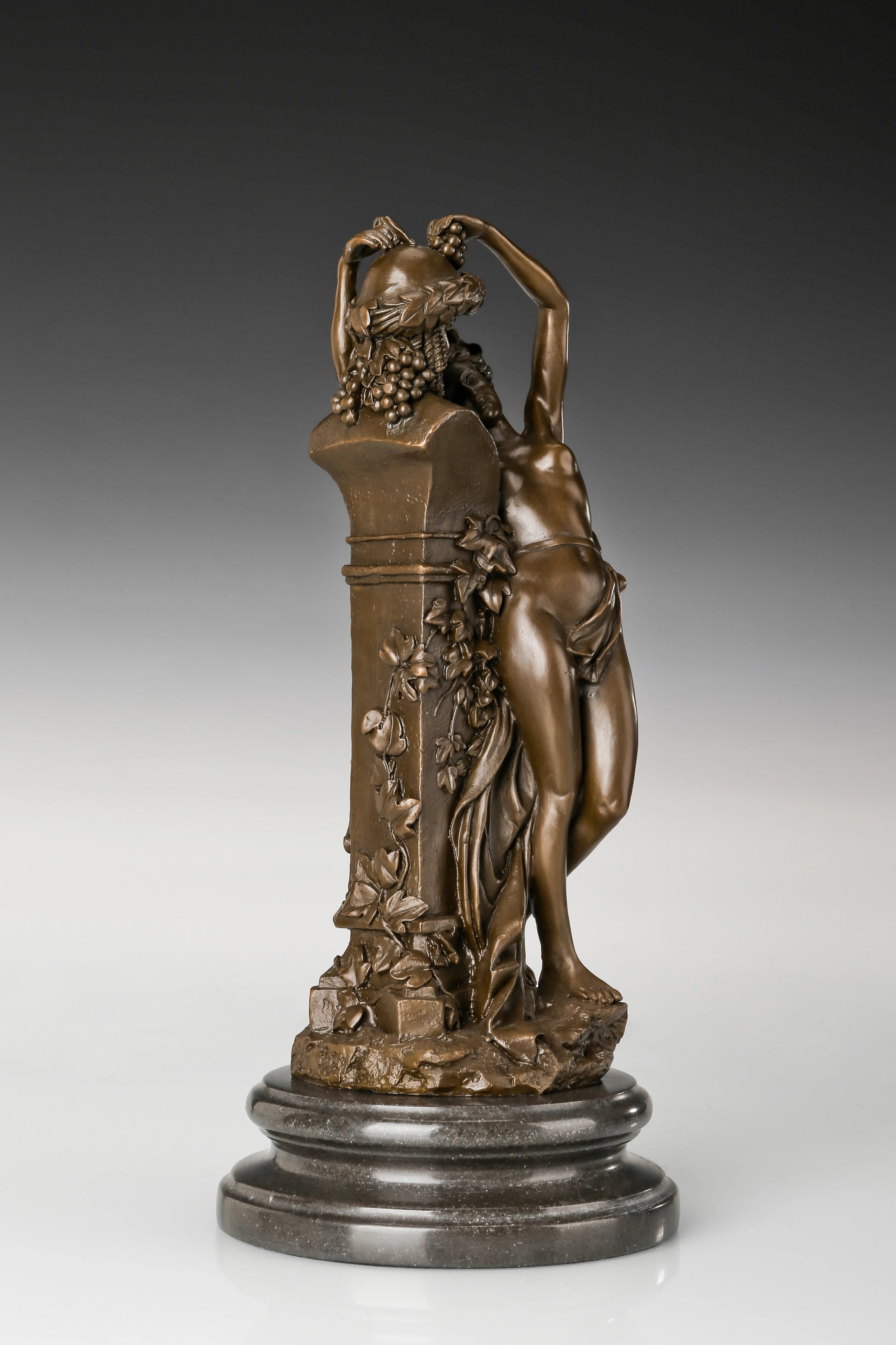 Dancing Women with Grapes Bronze Sculpture sculptural detail