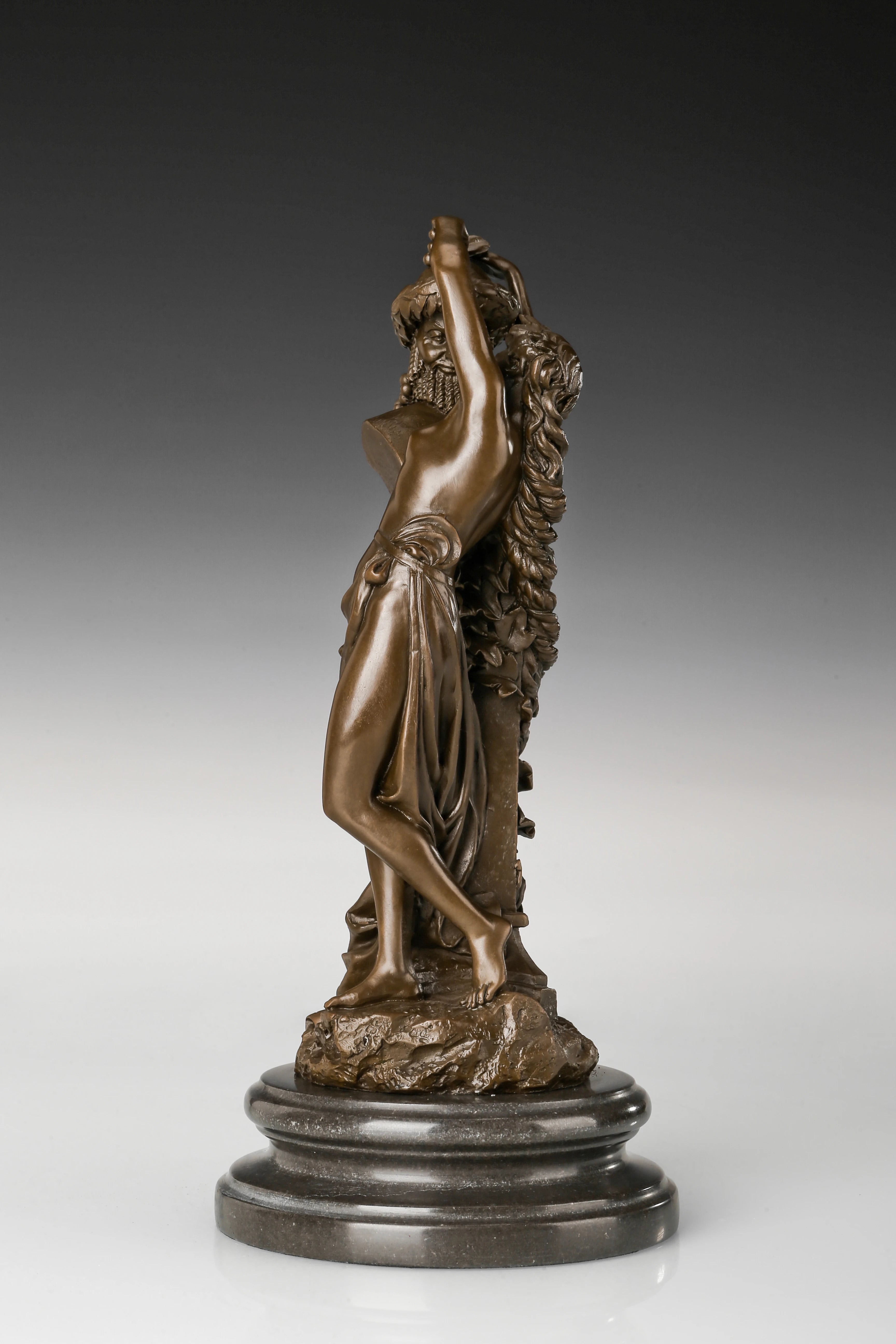 Dancing Women with Grapes Bronze Sculpture side view
