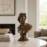 Handcrafted David bust bronze sculpture for homes, offices, libraries, and classical art collections.