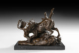 Descending Moose bronze sculpture front view