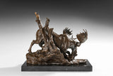 Descending Moose bronze sculpture rear view