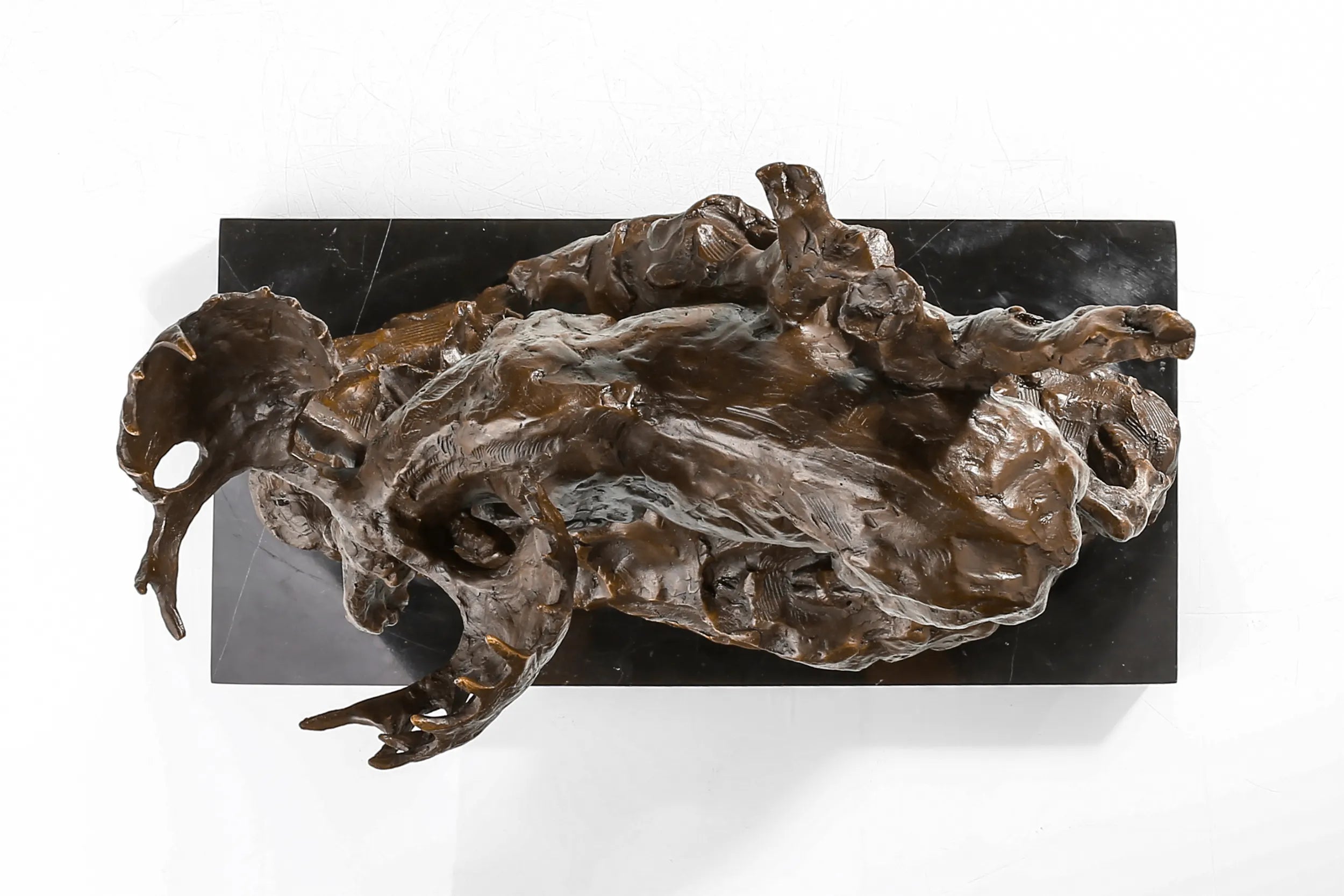Descending Moose bronze sculpture surface detail