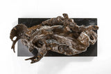 Descending Moose bronze sculpture surface detail