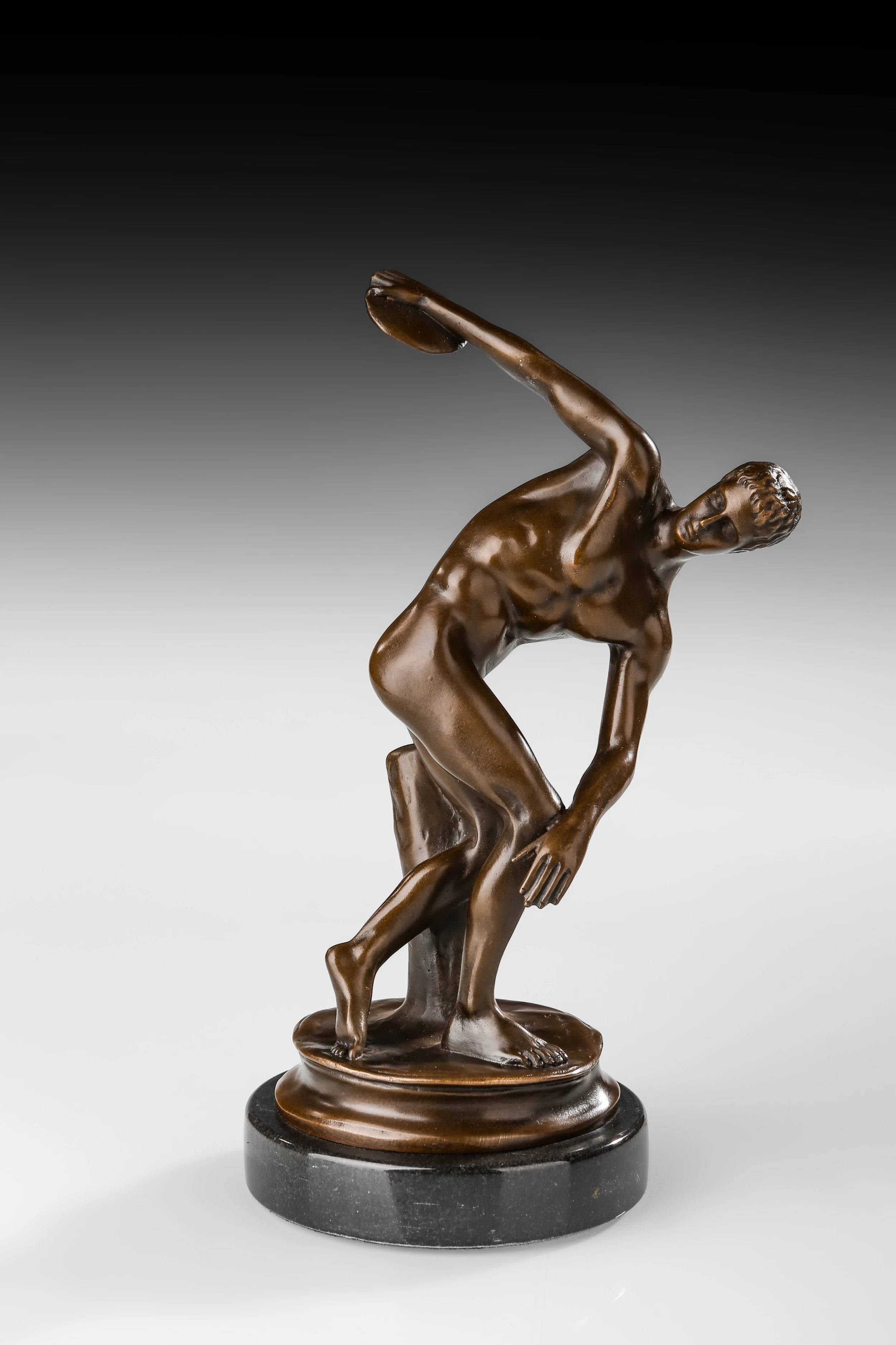 Discus Thrower Bronze Sculpture front view