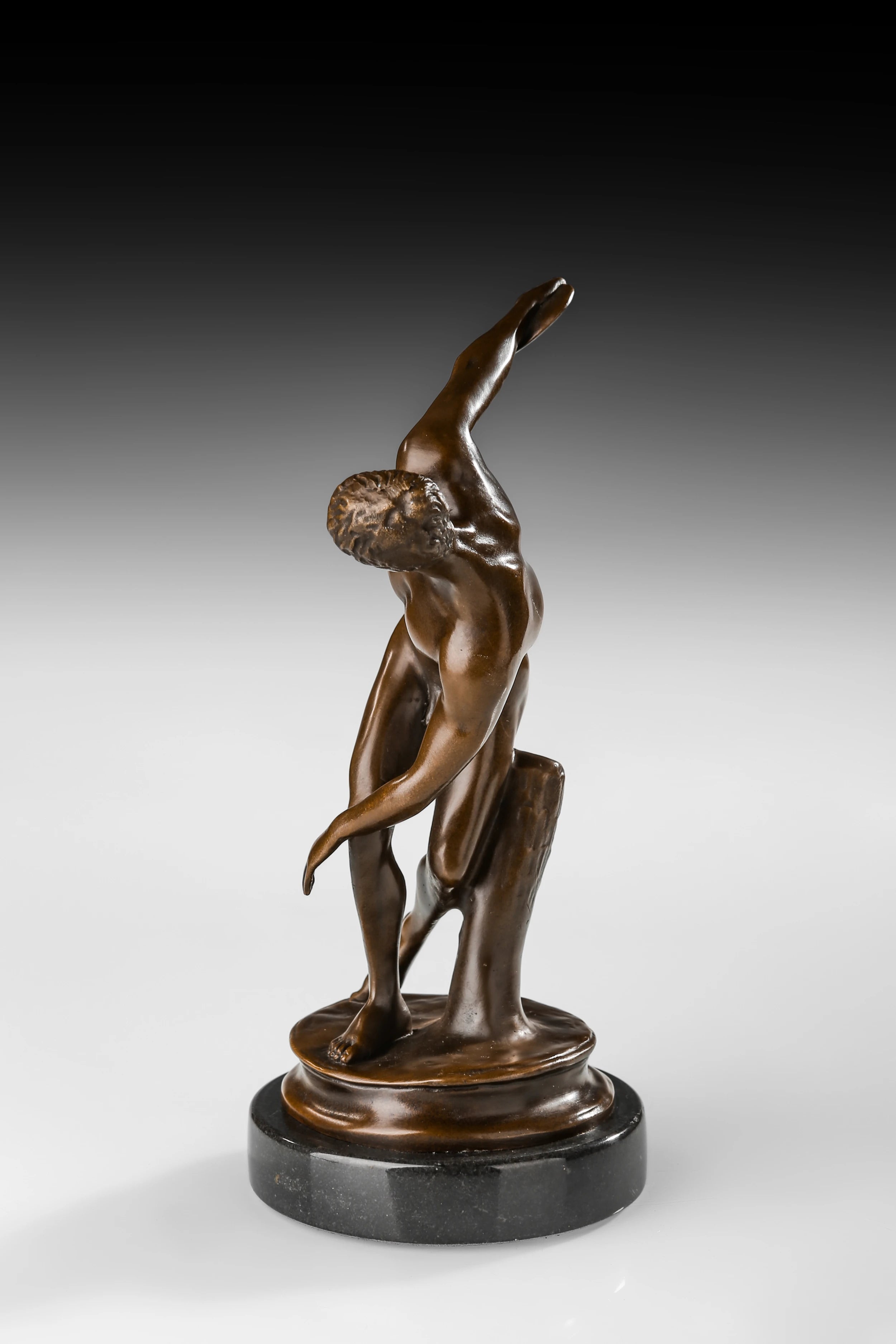 Discus Thrower Bronze Sculpture side view