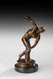 Discus Thrower Bronze Sculpture three-quarter view