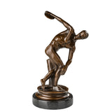 Discus Thrower Bronze Sculpture on a clean white background