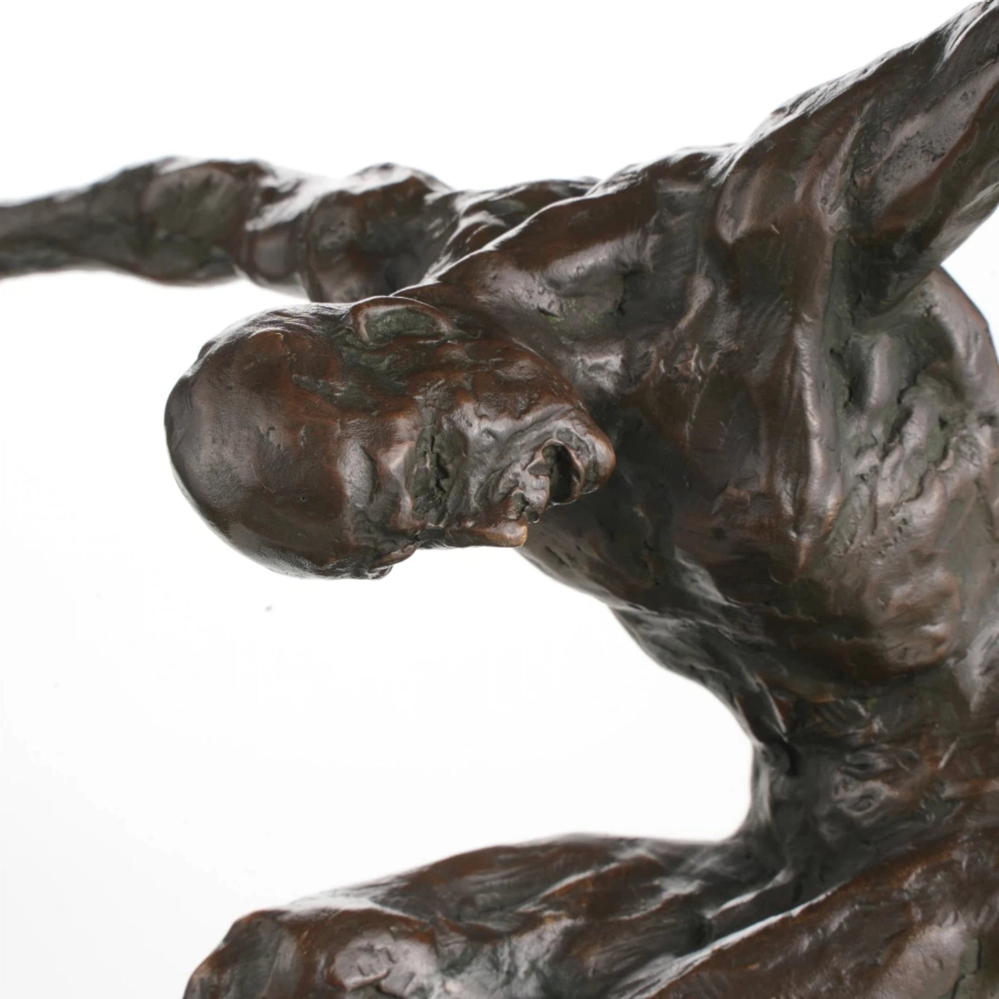 Dynamic arm gesture detail in abstract male figure