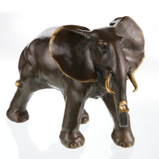 Handcrafted African elephant bronze sculpture crafted with lost-wax casting. A symbol of strength, wisdom, and prosperity—perfect for luxury home decor or art collections.