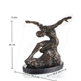 Expressionist bronze sculpture of a crouching male figure with dynamic movement and raw texture. A powerful statement piece exploring human emotion and physicality.