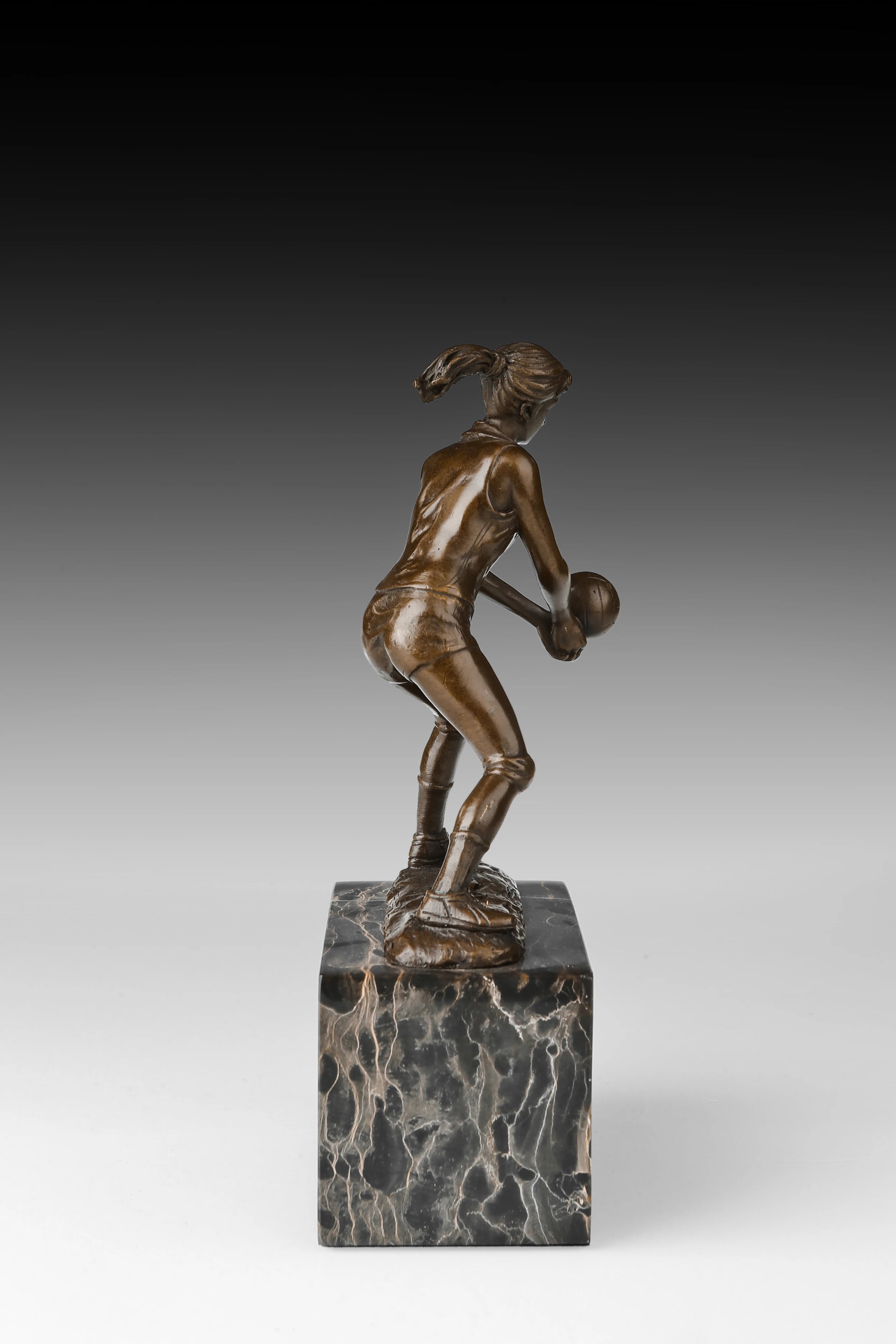 Female Volleyball Player Bronze Sculpture opposite angle