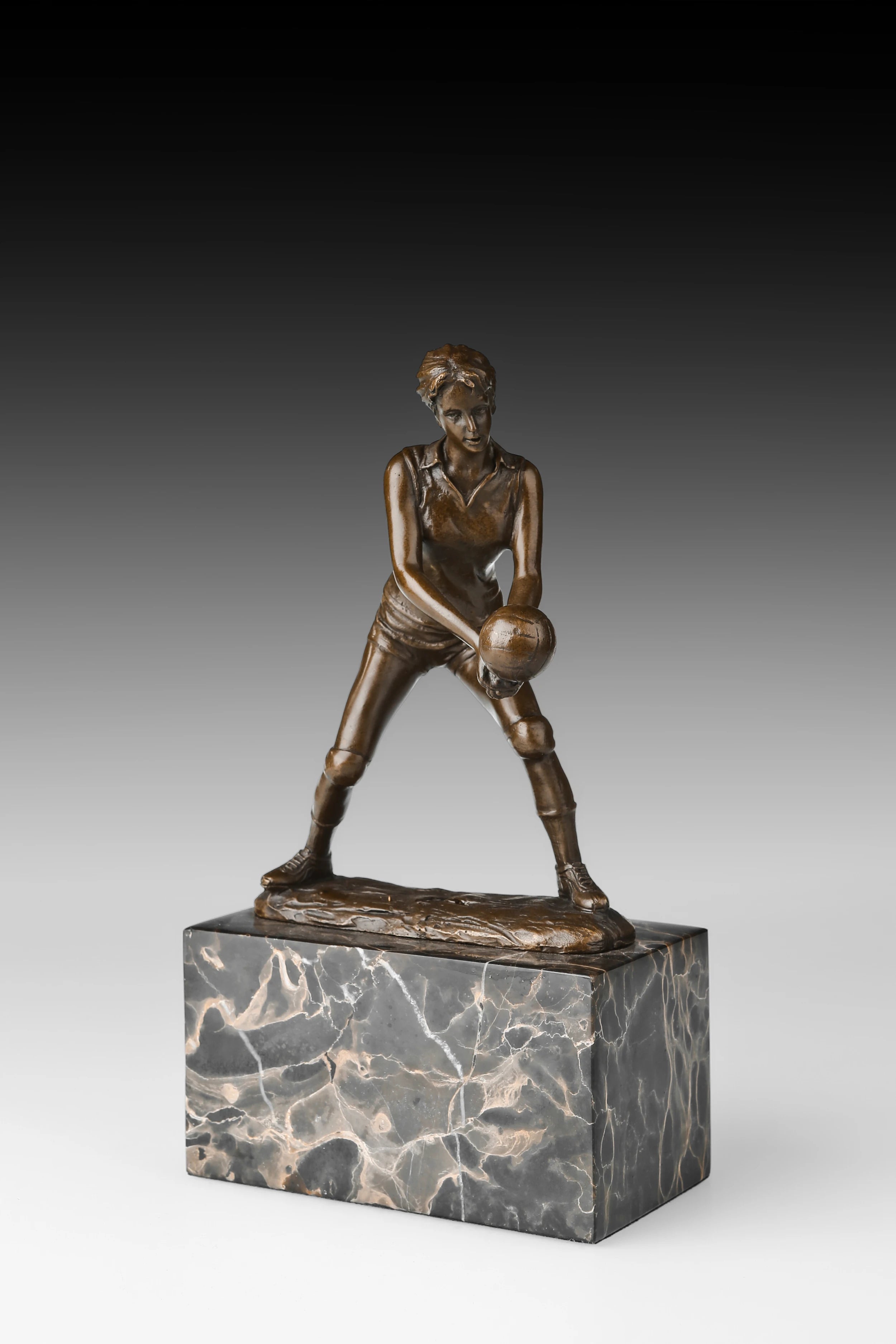 Female volleyball Player Bronze Sculpture three-quarter view