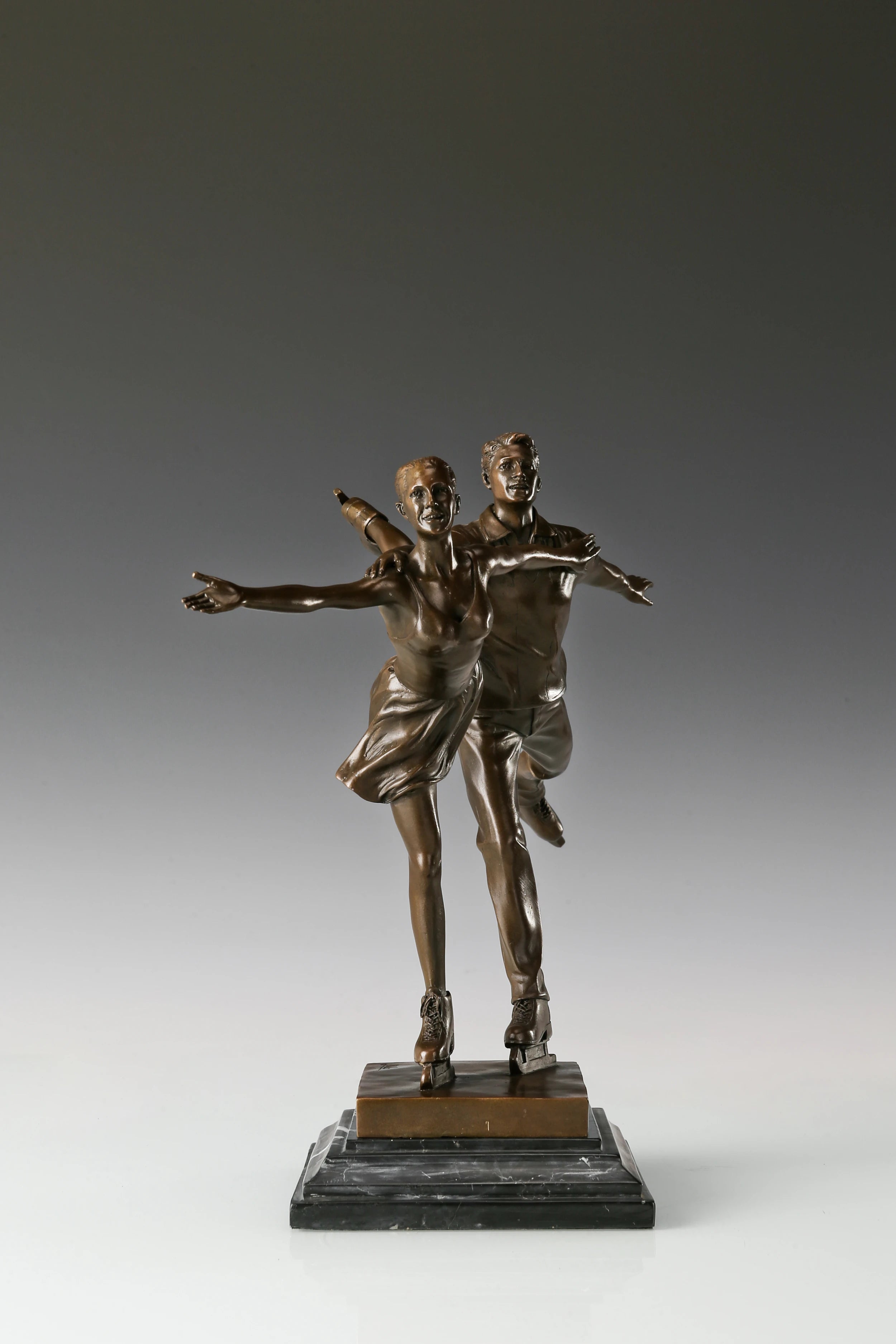 Figure Skating Pair Bronze Sculpture opposite angle