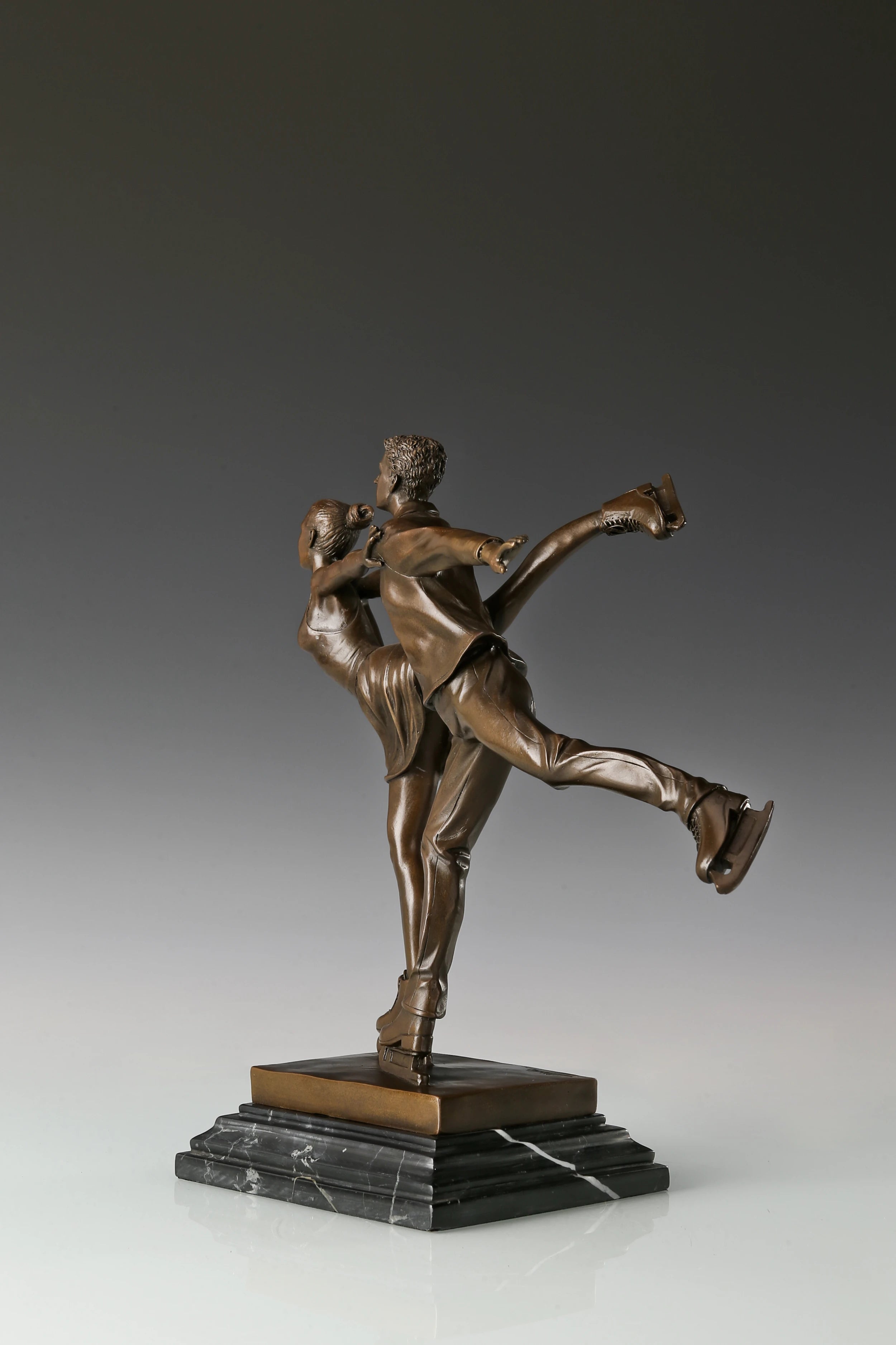 Figure Skating Pair Bronze Sculpture three-quarter view