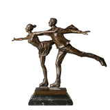 Figure Skating Pair Bronze Sculpture on a white background