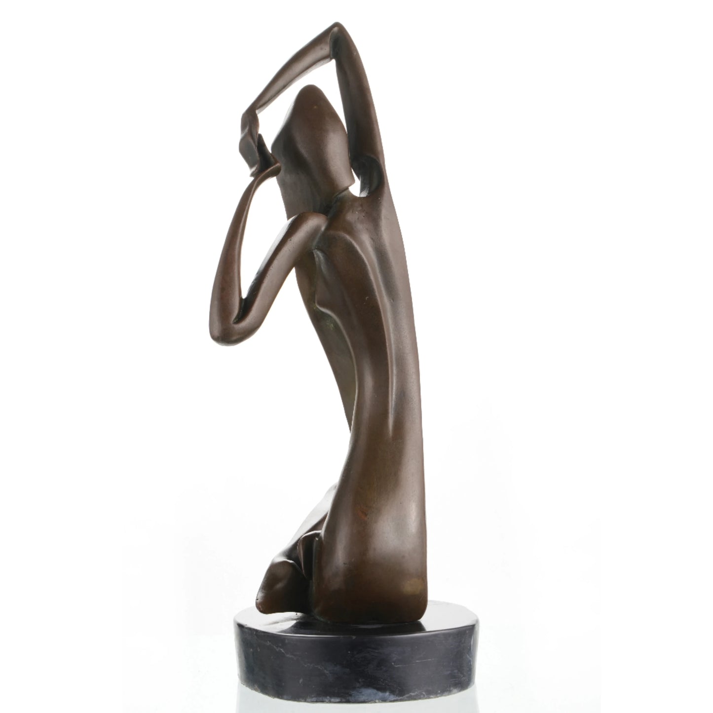 Flowing drapery detail in bronze abstract figure