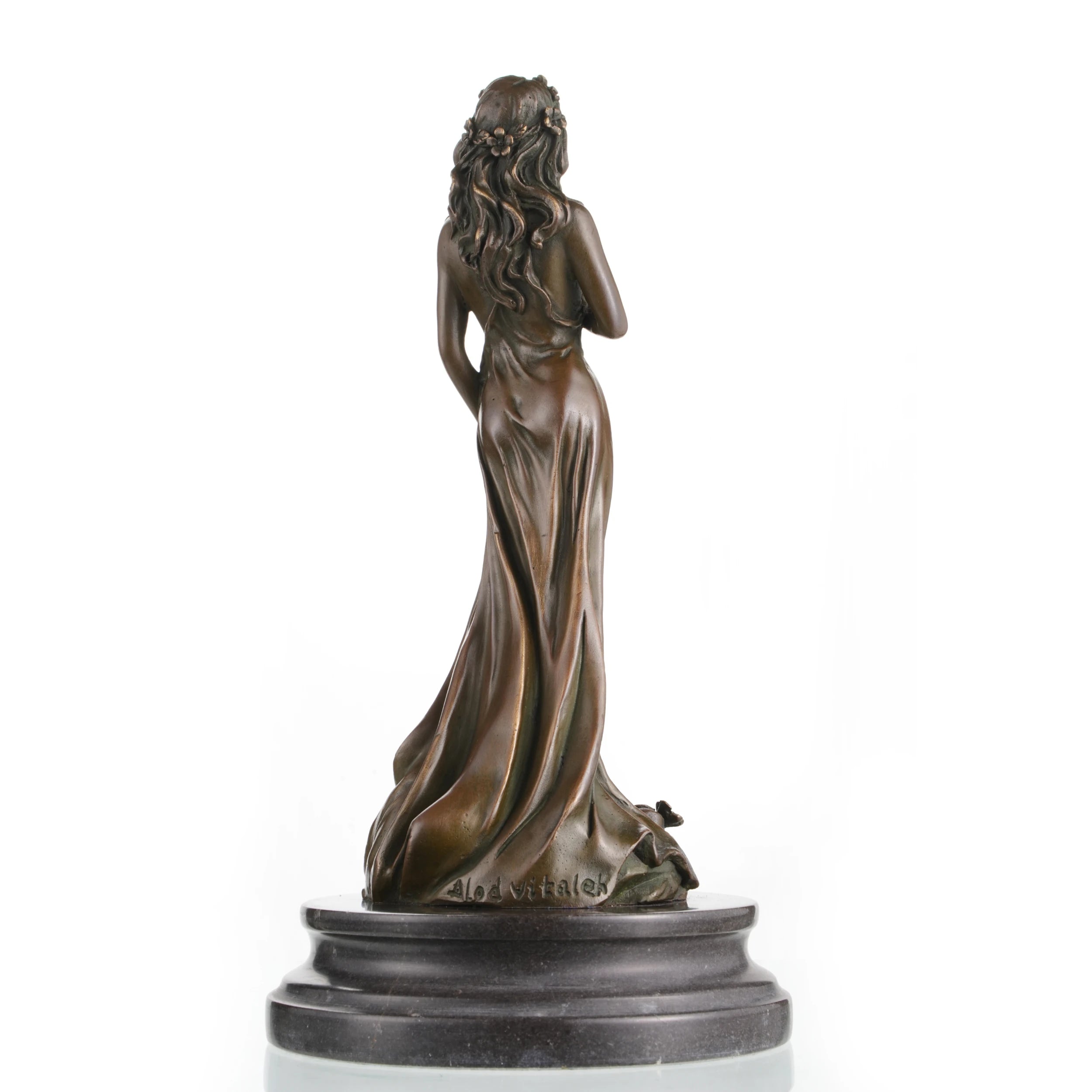 Flowing dress detail in Art Nouveau statue