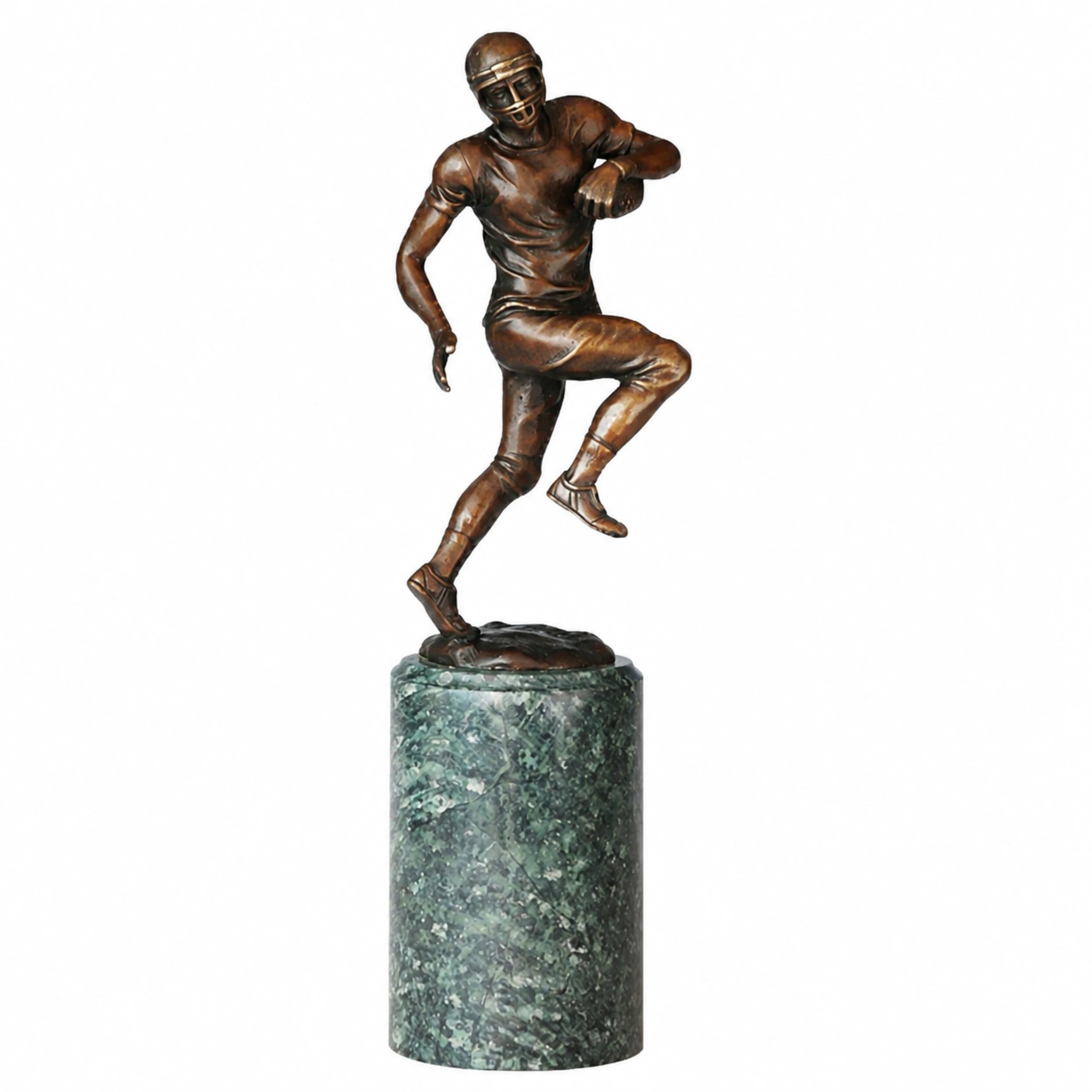 Football Player Bronze Sculpture on a white background