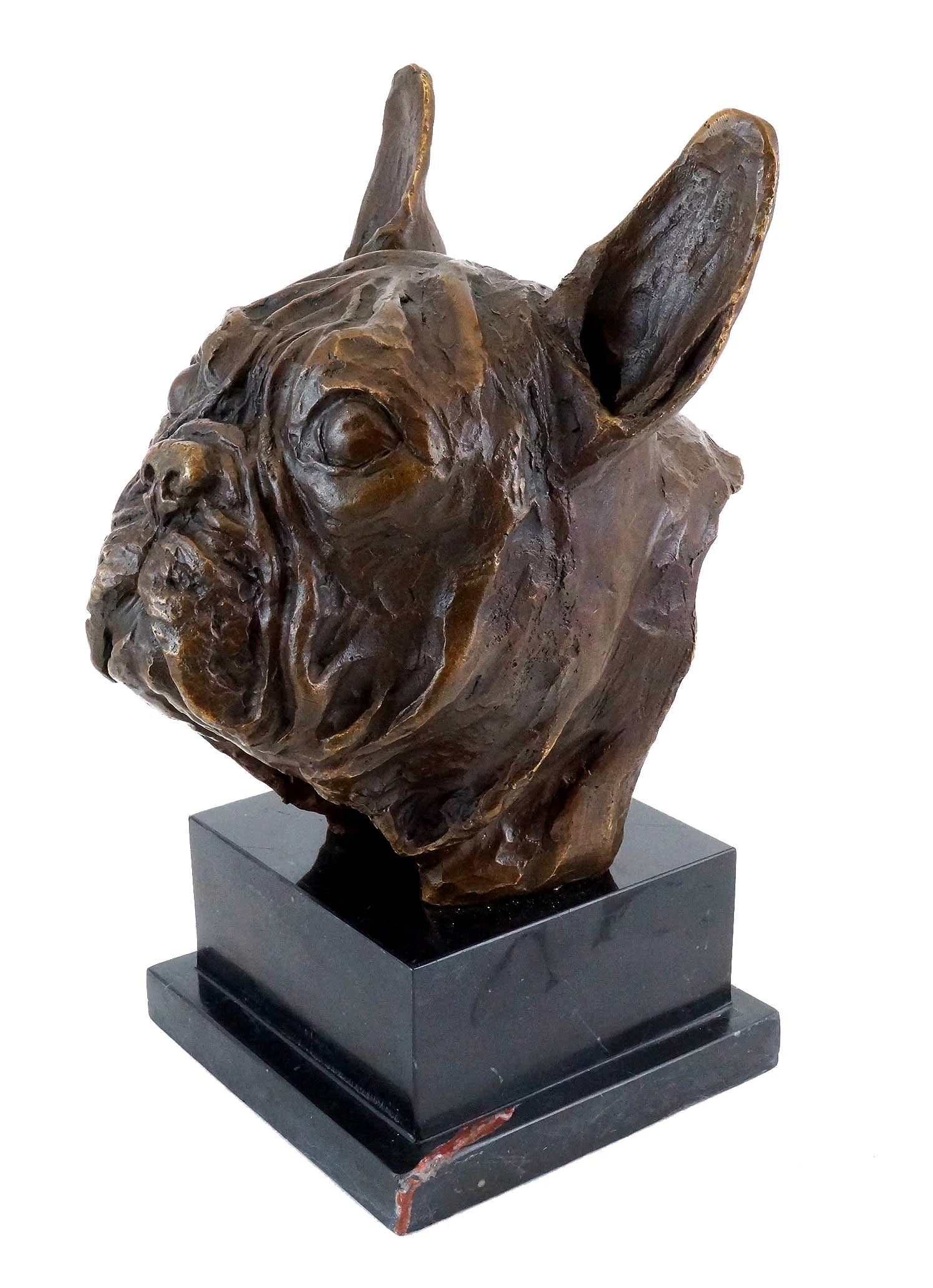 French Bulldog Bust Bronze Sculpture front view