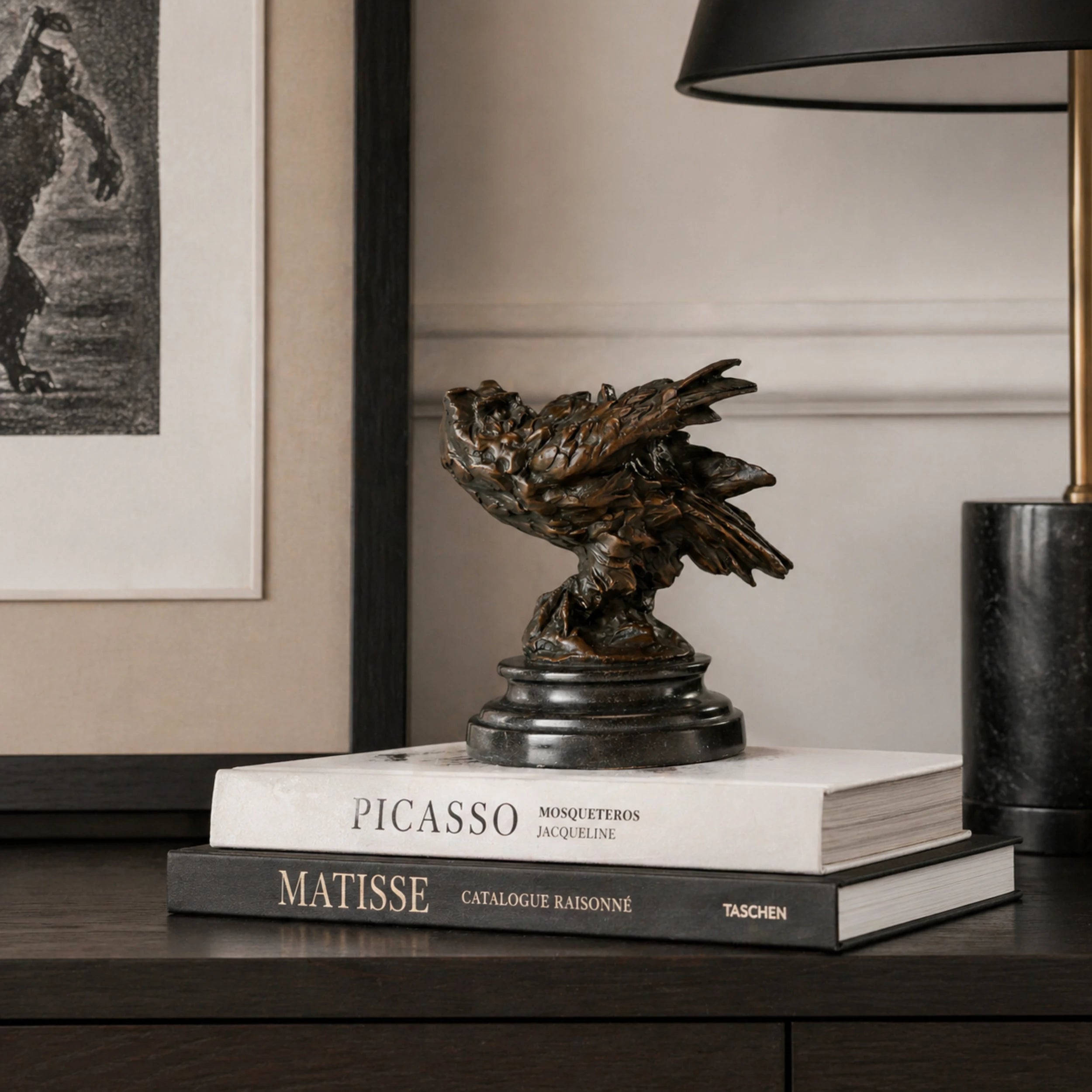 Guardian Owl bronze sculpture displayed as symbolic protection and wisdom decor for an office or library