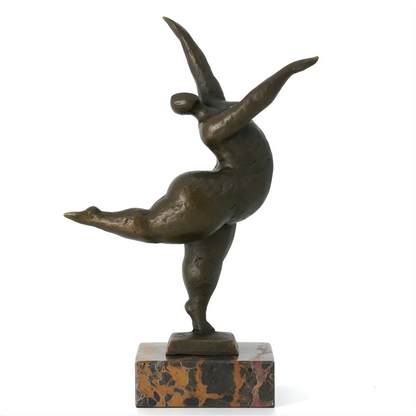 This is an abstract plump dancer bronze sculpture, presenting the rhythmic posture of a full-figured dancer in expressionist style, conveying the image of "confident stretching and free vitality". Made of bronze, it is suitable for decoration in art-style spaces and can also be used as a vitality-themed collection ornament.
