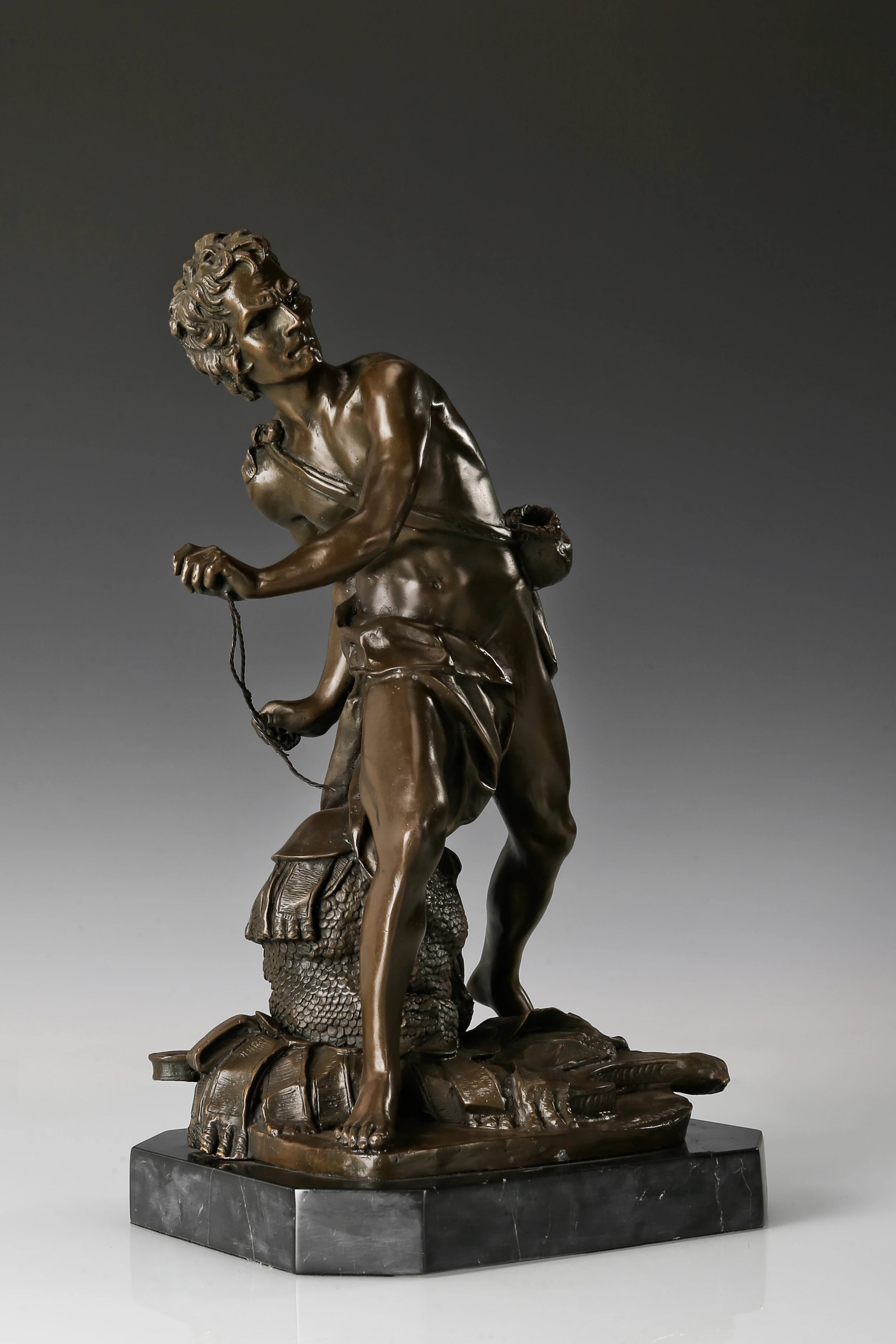 handcrafted bronze David sculpture is created using traditional lost-wax casting.