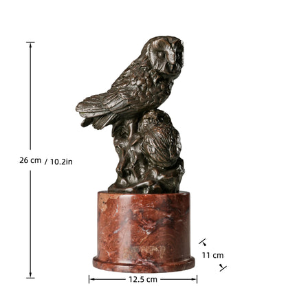 handcrafted bronze bird statue symbol of wisdom for bookshelf