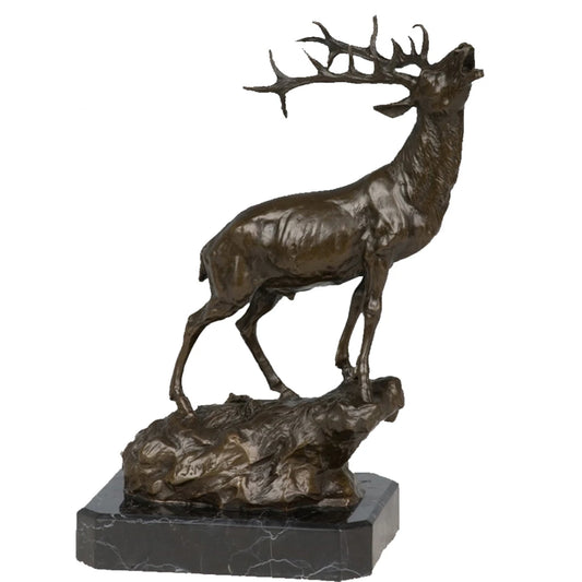 handcrafted bronze deer sculpture