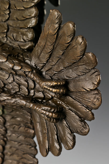 handcrafted solid bronze twin eagles soaring statue, symbolic executive office decor & aspiration gift