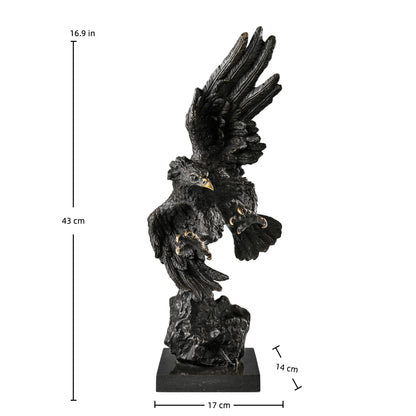 Dynamic bald eagle bronze sculpture in a powerful diving pose with marble base. A striking wildlife statue symbolizing strength, freedom, and leadership.