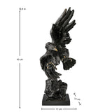 Dynamic bald eagle bronze sculpture in a powerful diving pose with marble base. A striking wildlife statue symbolizing strength, freedom, and leadership.