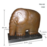 Modern abstract elephant bronze sculpture featuring geometric design and minimalist form. A refined contemporary art piece for elegant home or office decor.