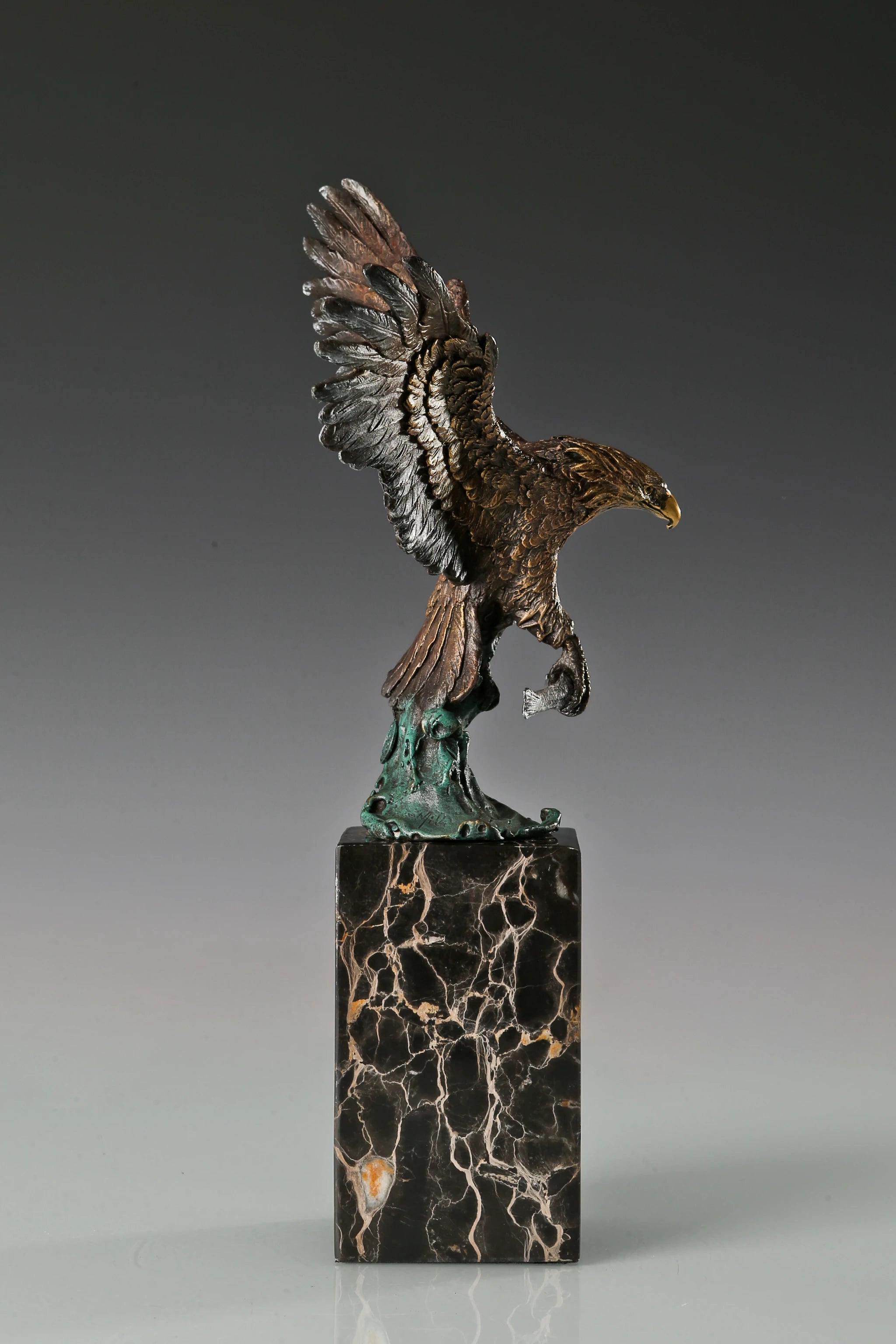 majestic bronze eagle statue with fully spread wings