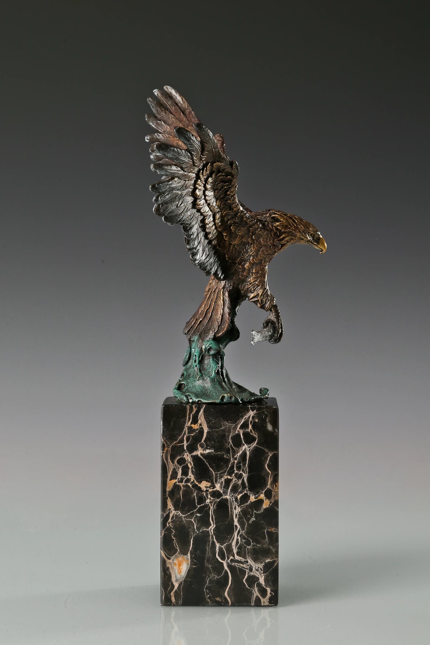 majestic bronze eagle statue with fully spread wings