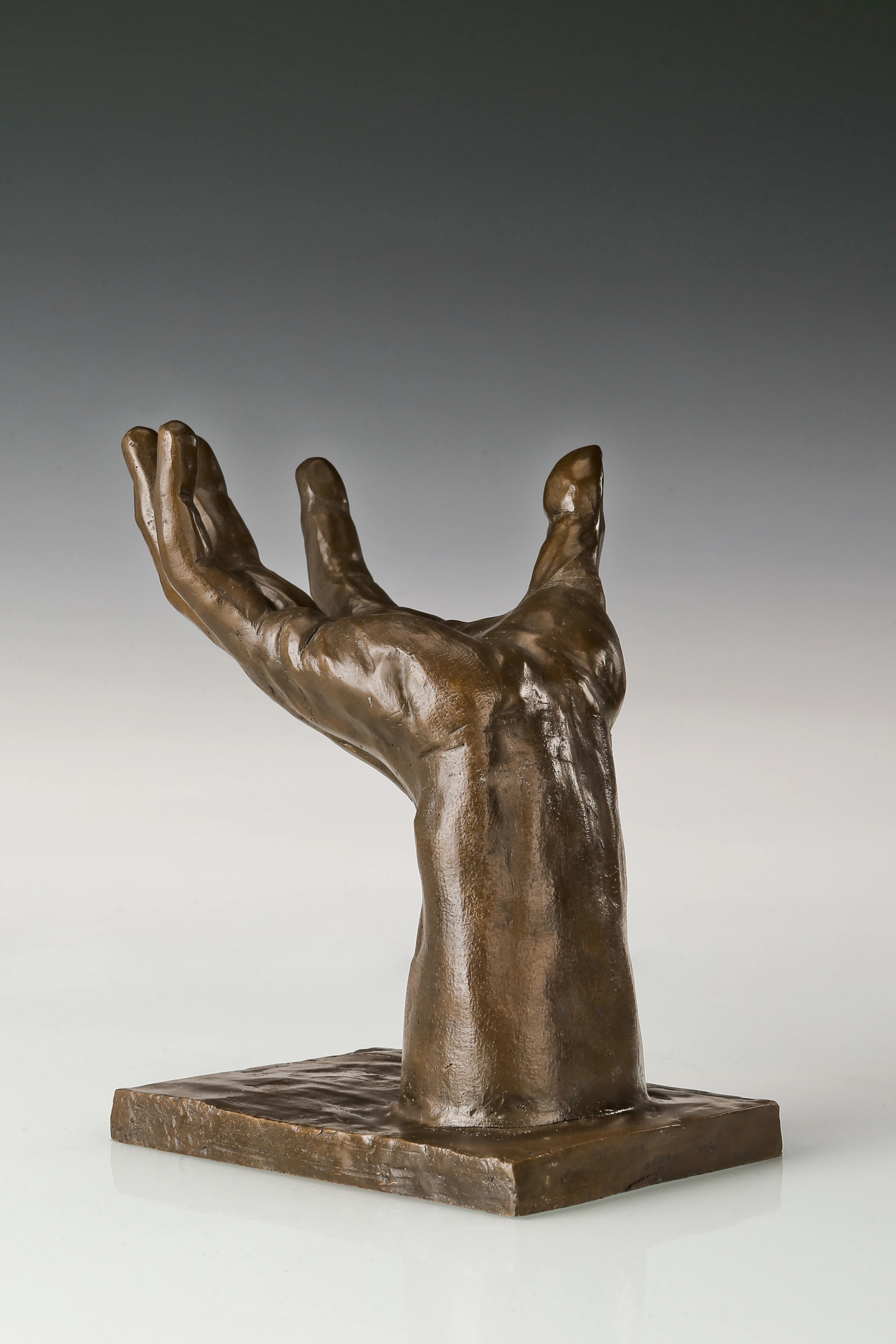 Helping Hand Surreal Bronze Sculpture base detail
