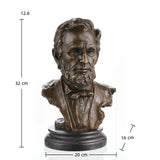 Own this realistic Abraham Lincoln Bronze Bust. Hand-cast in solid bronze on a black marble base, this museum-quality presidential statue symbolizes leadership and integrity. Perfect for lawyer office decor and historical art collections.