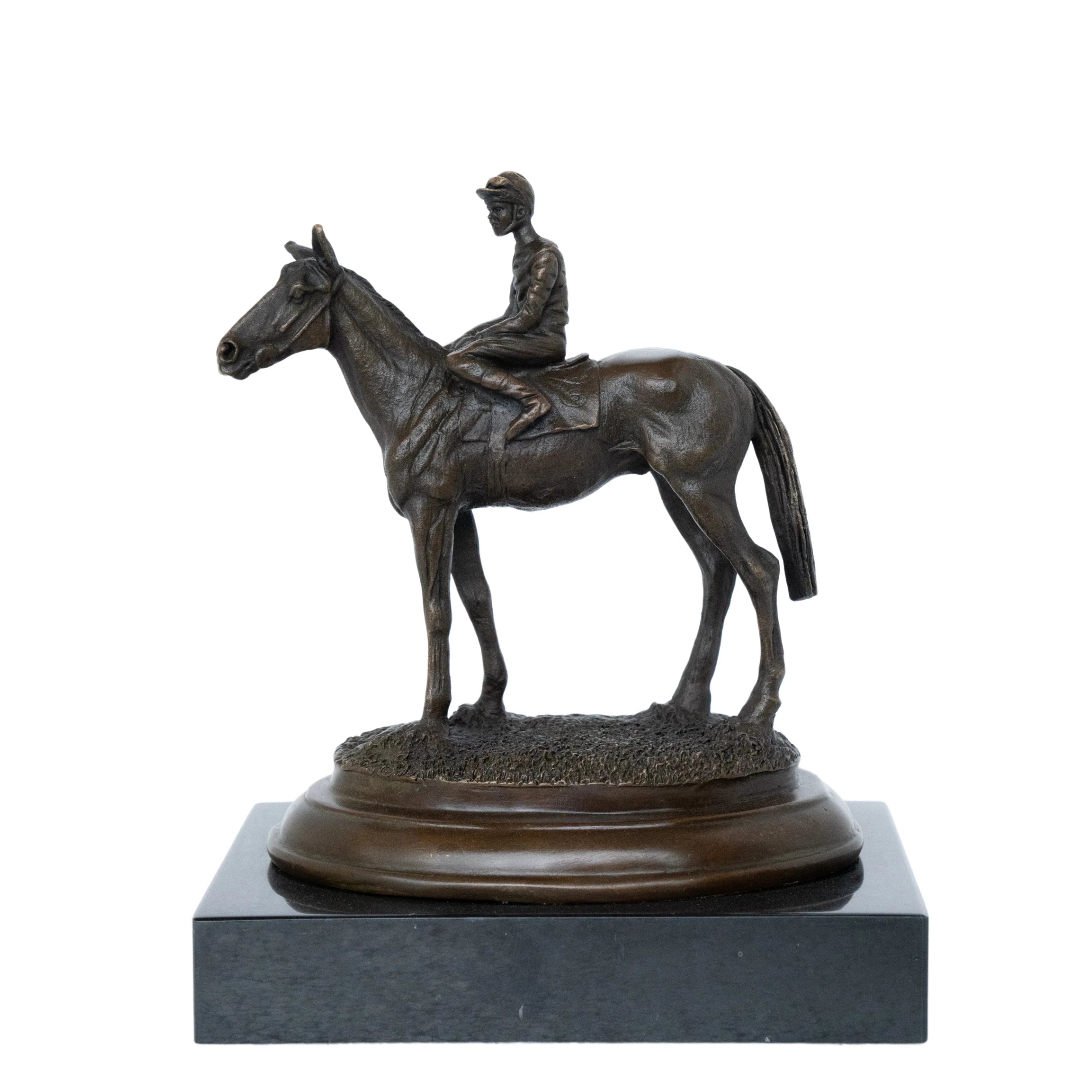 Horse and Rider Bronze Sculpture front view