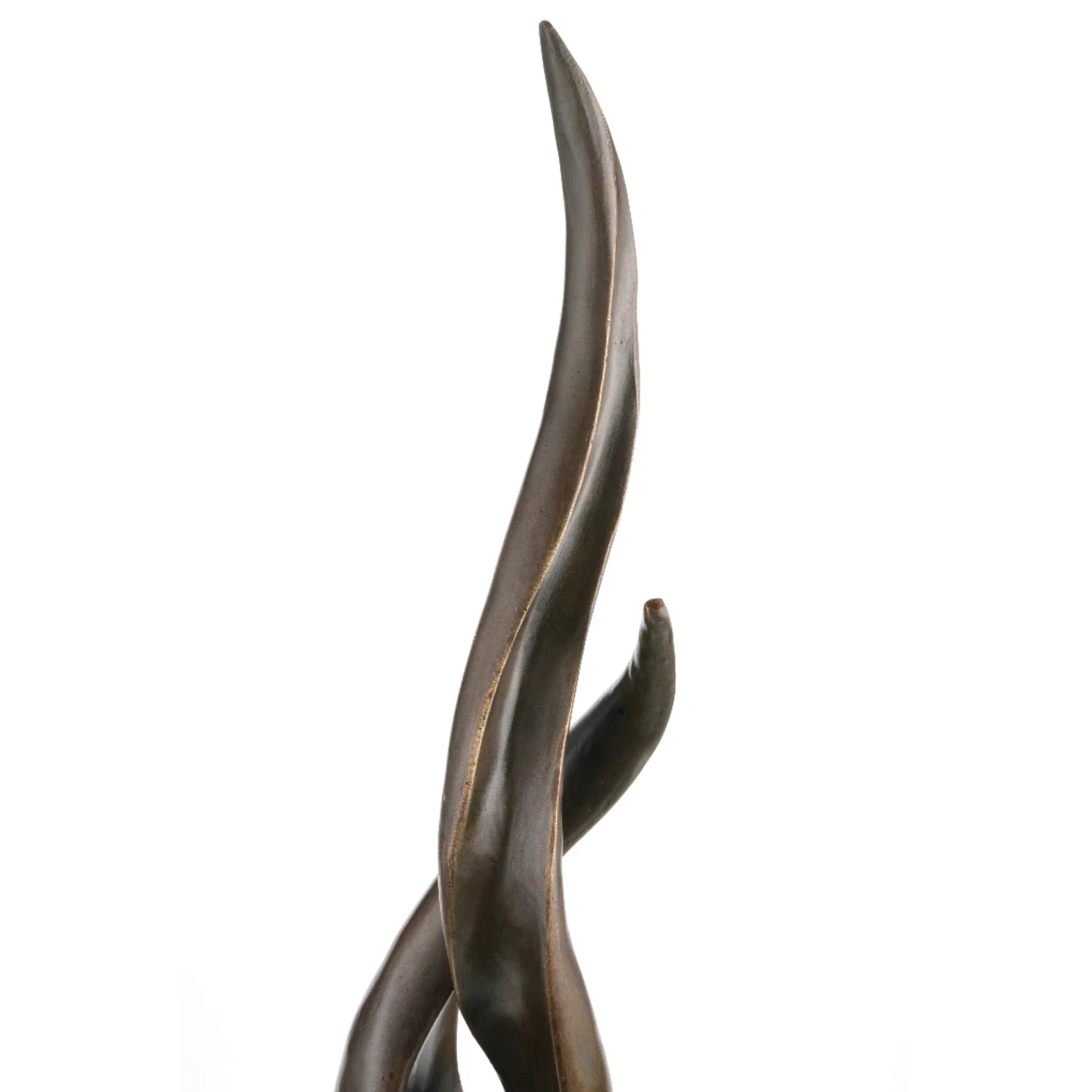 Intertwined flowing forms detail in abstract sculpture