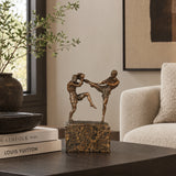 Kickboxing Fighters Bronze Sculpture displayed in a modern interior