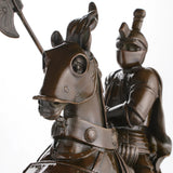 Detailed armor of medieval knight bronze sculpture