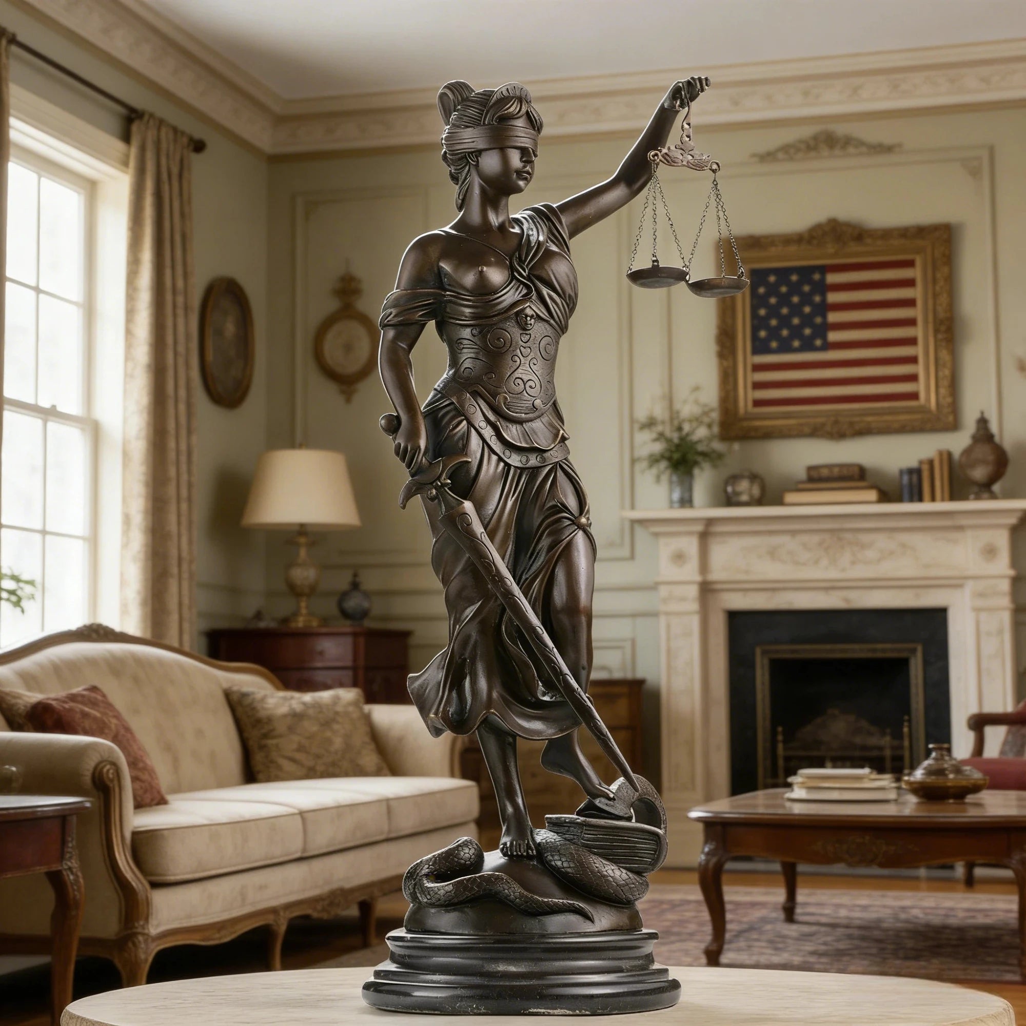 lady justice justitia bronze sculpture
