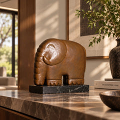 Large minimalist elephant bronze sculpture for modern home or office decor