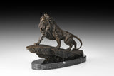 Lion on Rock Bronze Sculpture surface finish detail