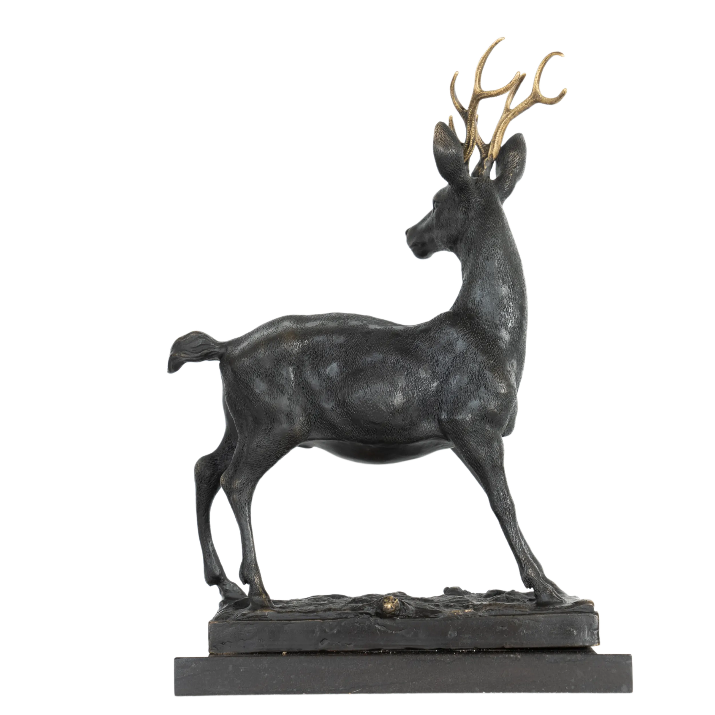 Looking-Back Stag bronze sculpture front view